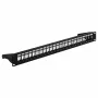EFB patch panel 19 polegadas 1U, 24 portas, metal, rebatível, preto RAL9005