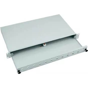 EFB Caixa de Fusão para Rack 24 Portas SC Duplex com Frente Deslizante, Cinzento Claro RAL 7035, 1U (53600.3)