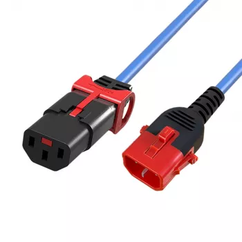 EFB Elektronik Cabo de extensão de alimentação C14 para C13 180° Dual-Lock Azul 2 m