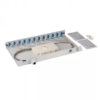 Caixa de fusão LC EFB Elektronik 9/125 OS2 extraível 48 pigtails offset/24 adaptadores
