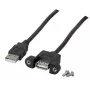 EFB-Elektronik Cabo de extensão USB 2.0 A-A, conector fêmea para painel, 1,0 m, Preto, Classic