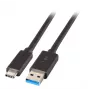 Cabo USB 3.2 Gen 1 SuperSpeed EFB Elektronik, ficha Type-A macho para ficha Type-C macho, 3A, 5 Gbit/s, 0,5 m, preto