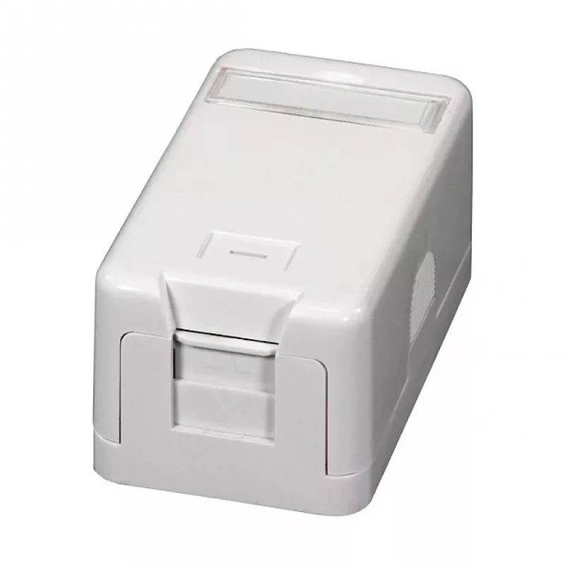 Caixa Keystone de montagem à superfície EFB ET-25166, 1 porta, tampa de proteção contra pó com fecho automático, branco puro