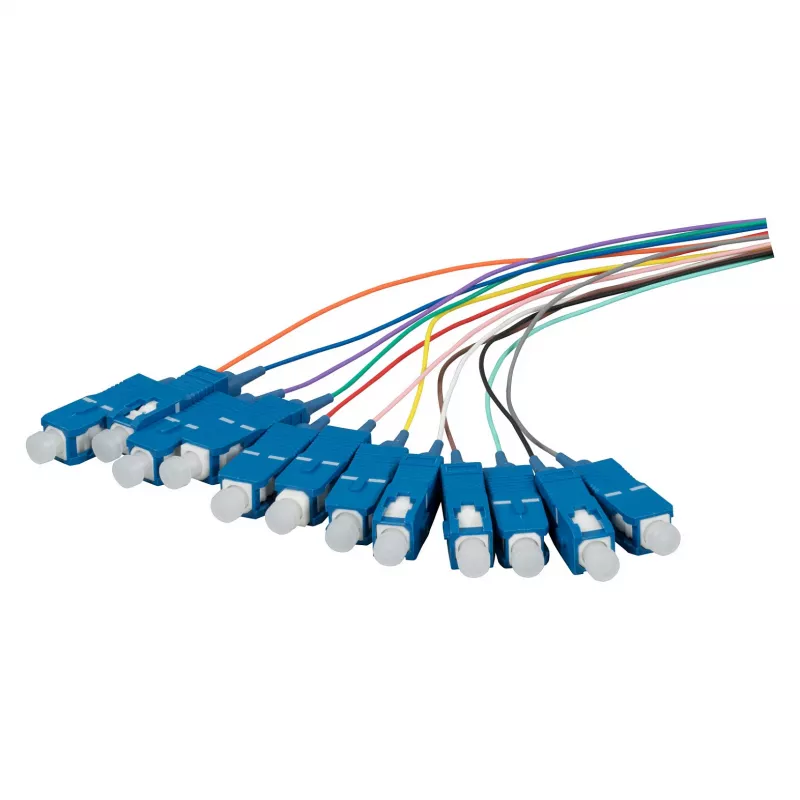 EFB pigtail de fibra ótica SC OS2 G657A2 conjunto de 12 cores 2m