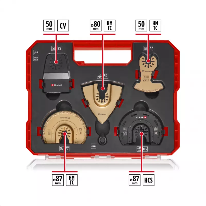 Einhell 708110 XLPLUS-CASE Conjunto de Acessórios para Ferramenta Multifunções HCS HM 37 Peças