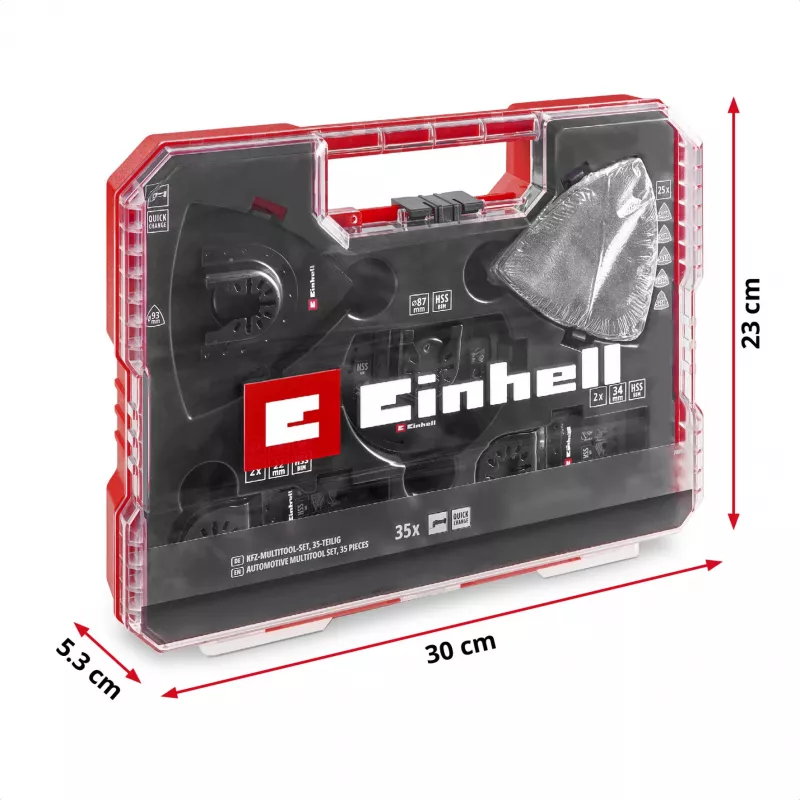 Einhell 708135 XL-PLUS-CASE Conjunto de acessórios para ferramenta multifunções BiM HSS, 10 peças