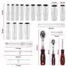 Einhell E-Case conjunto de ferramentas de 92 peças (370514) - aço cromo-vanádio, preto/vermelho