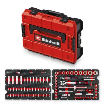 Einhell E-Case conjunto de ferramentas de 92 peças (370514) - aço cromo-vanádio, preto/vermelho