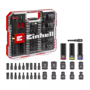 Conjunto de bits de impacto e chaves de caixa Einhell 1/2 polegadas 32 peças em mala XL