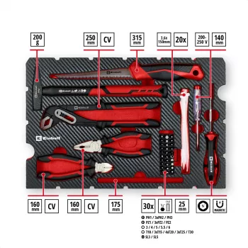 EINHELL-KWB E-Case Conjunto de Ferramentas de Renovação, 78 peças (Preto/Vermelho)