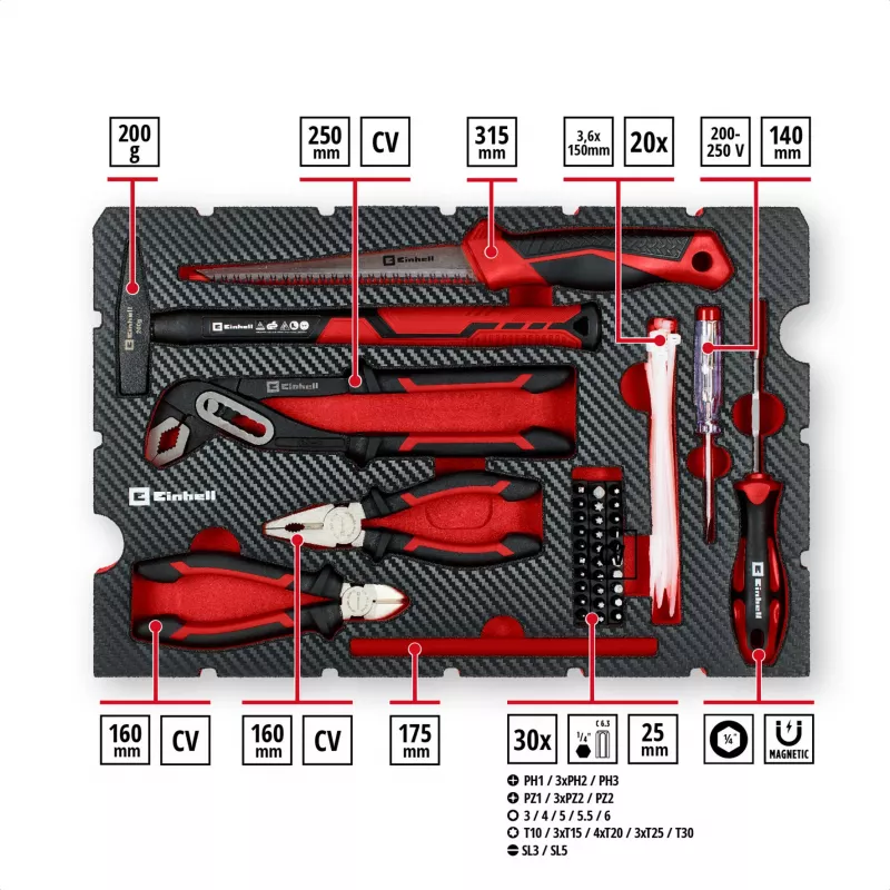 EINHELL-KWB E-Case Conjunto de Ferramentas de Renovação, 78 peças (Preto/Vermelho)