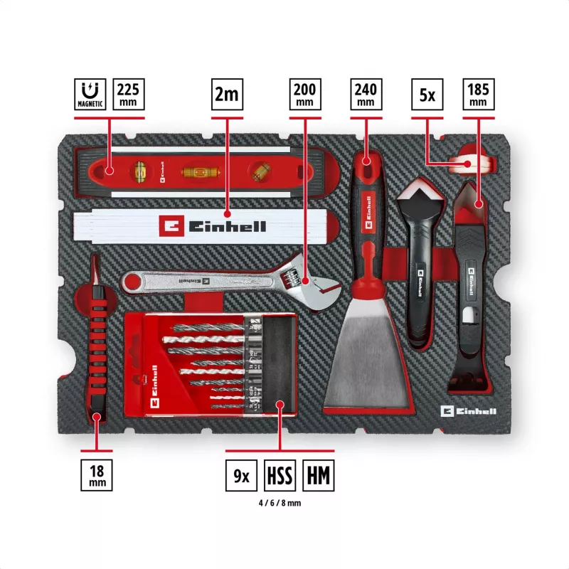 EINHELL-KWB E-Case Conjunto de Ferramentas de Renovação, 78 peças (Preto/Vermelho)
