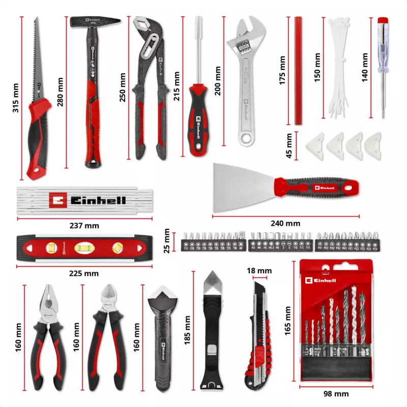 EINHELL-KWB E-Case Conjunto de Ferramentas de Renovação, 78 peças (Preto/Vermelho)