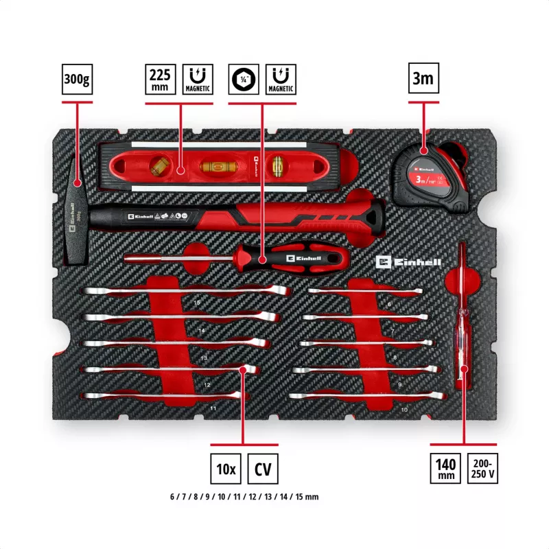 Mala de ferramentas EINHELL-KWB E-Case Mudança, 79 peças (preto/vermelho)