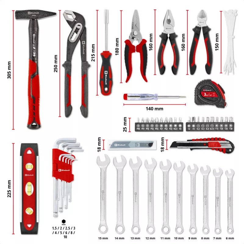 Mala de ferramentas EINHELL-KWB E-Case Mudança, 79 peças (preto/vermelho)