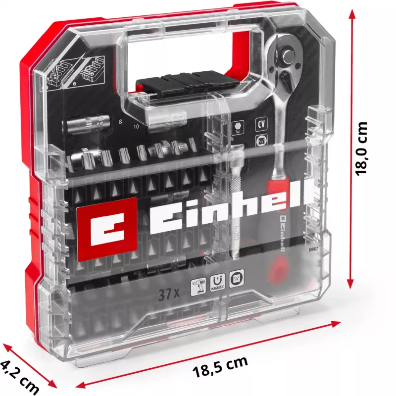 EINHELL-KWB Conjunto de Chaves de Caixa e Bits 1/4 polegadas 37 Peças em L-CASE