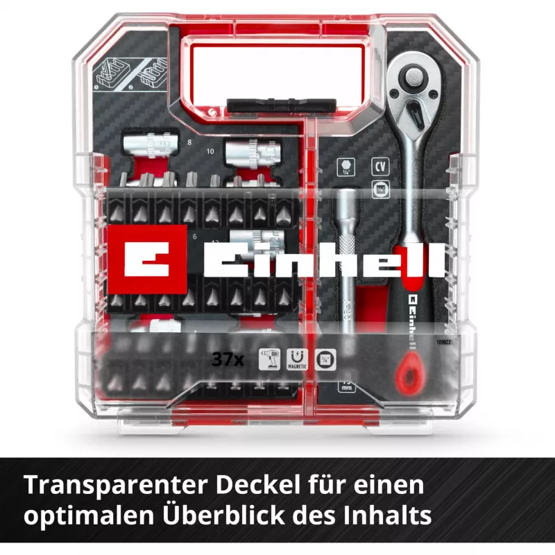 EINHELL-KWB Conjunto de Chaves de Caixa e Bits 1/4 polegadas 37 Peças em L-CASE