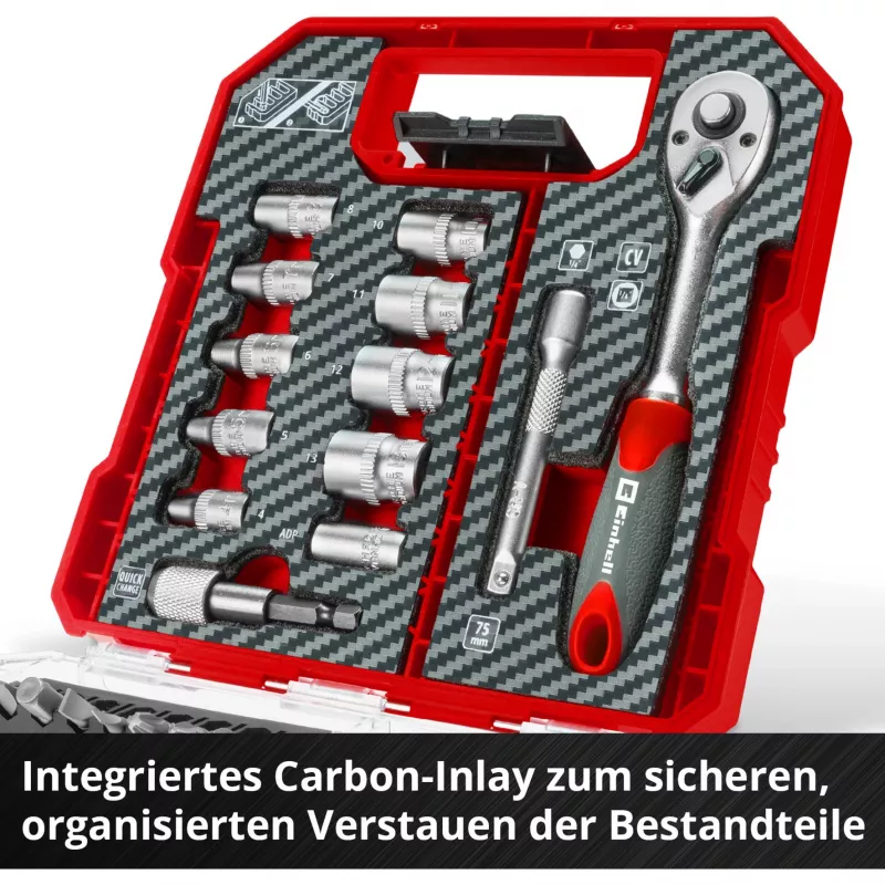 EINHELL-KWB Conjunto de Chaves de Caixa e Bits 1/4 polegadas 37 Peças em L-CASE