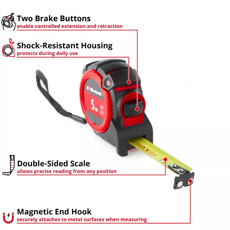 Fita métrica EINHELL-KWB, 5 m (preto/vermelho)