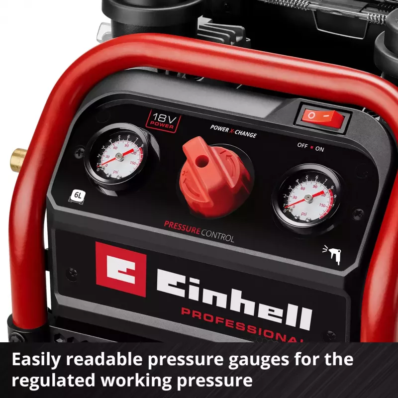 Compressor a bateria EINHELL Power X-Change SILENZZO 18/160, 18V (vermelho/preto, sem bateria e carregador)
