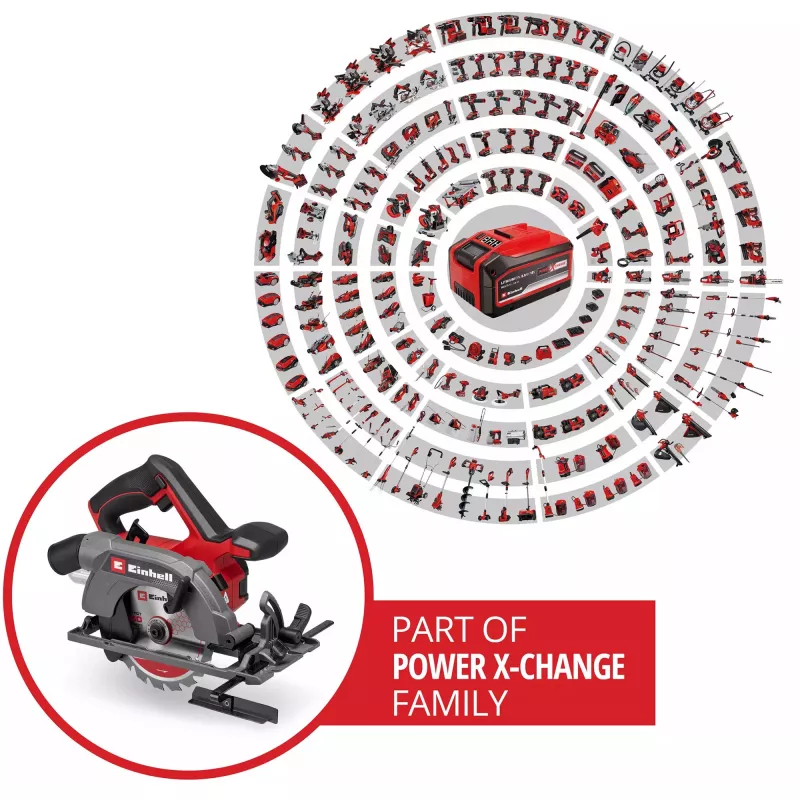Einhell Power X-Change serra circular manual a bateria TE-CS 18/150-2 Li-Solo, 18V (vermelho/preto, sem bateria e carregador)