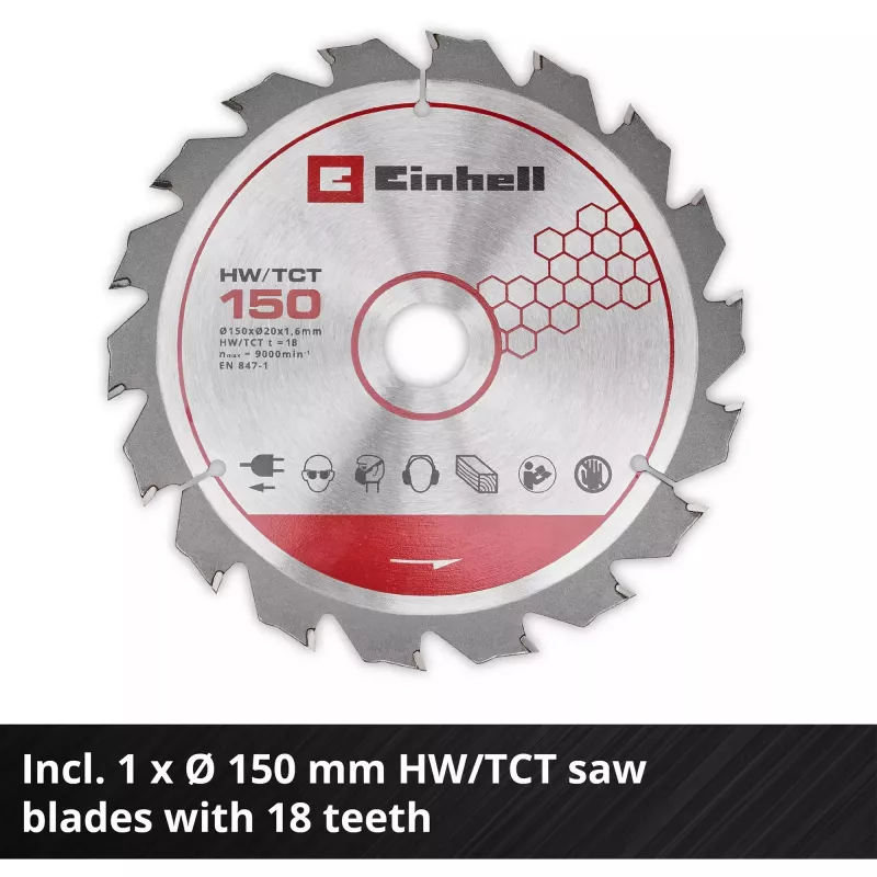 Einhell Power X-Change serra circular manual a bateria TE-CS 18/150-2 Li-Solo, 18V (vermelho/preto, sem bateria e carregador)