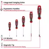 Einhell Conjunto de Chaves de Fendas PZ, 5 peças (vermelho/preto, cabos ergonómicos de dois componentes)