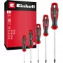Einhell Conjunto de Chaves de Fendas PZ, 5 peças (vermelho/preto, cabos ergonómicos de dois componentes)