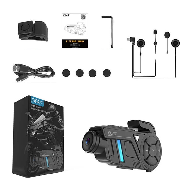 EJEAS K1Pro intercomunicador para mota com gravador 1080P