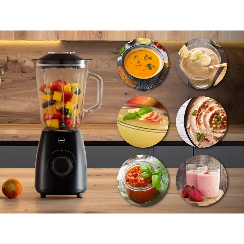 ELDOM BK6 NOXAR Liquidificadora, 1,8 L vidro temperado, preto, 22000 rpm, Pulse