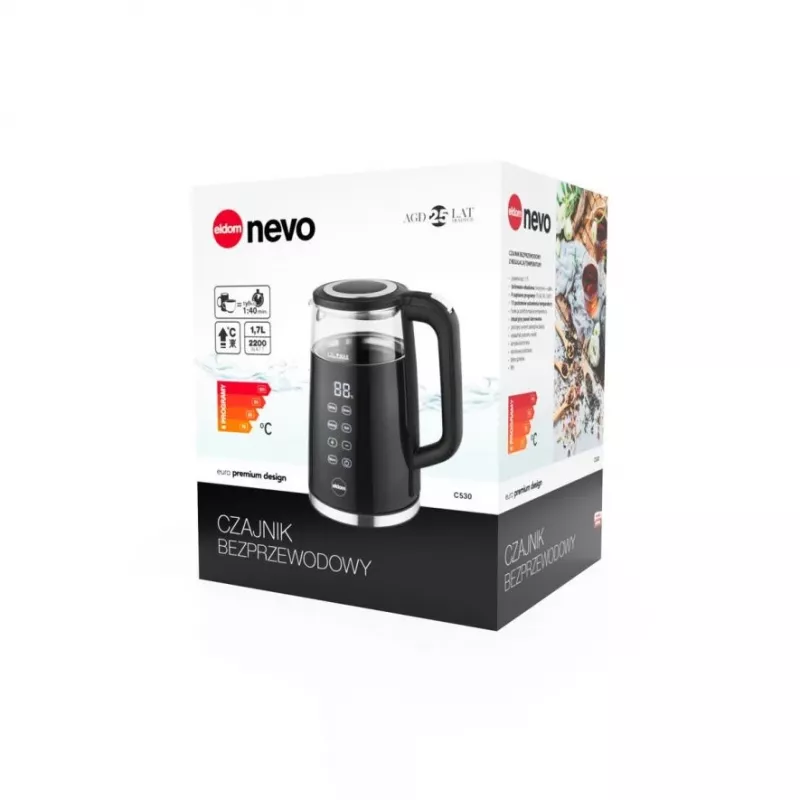 Eldom C540 Chaleira Elétrica 1,7L 2000W Aço Inoxidável Prateado/Preto