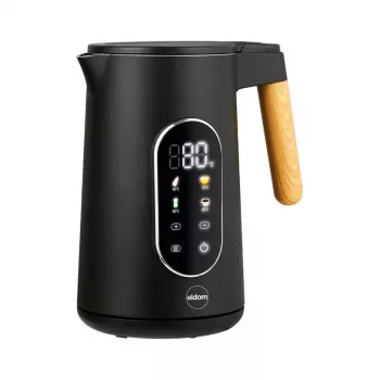 ELDOM C550 Chaleira elétrica sem fios com controlo de temperatura, 1,7 L, 2200 W, aço inoxidável, 5 predefinições, função de manutenção de calor, visor LED, preta
