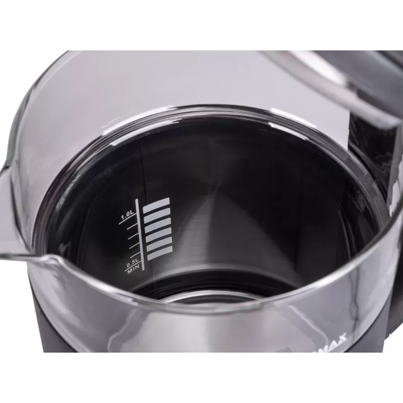 Chaleira elétrica sem fios ELDOM C560 Nuvia com controlo de temperatura, 1,7 L, 2200 W, visor LED, aço inoxidável/preto