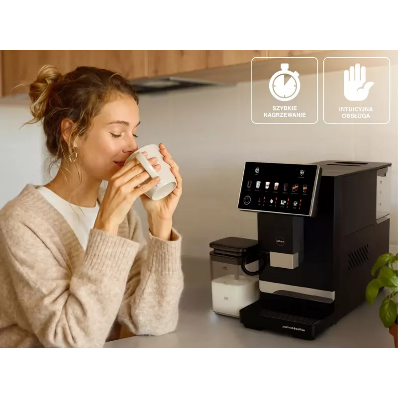 Máquina de café automática ELDOM ECA10 com pressão, 7 programas, 19 bar, 1450 W, depósito de água 1,8 L, Bean-to-Cup, LCD, preto