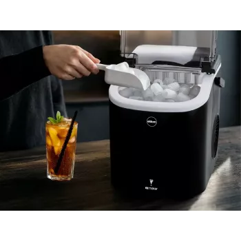 ELDOM KS230 máquina de cubos de gelo - 12 kg/24h, depósito 2,2L, 9 cubos por ciclo, prateado/preto