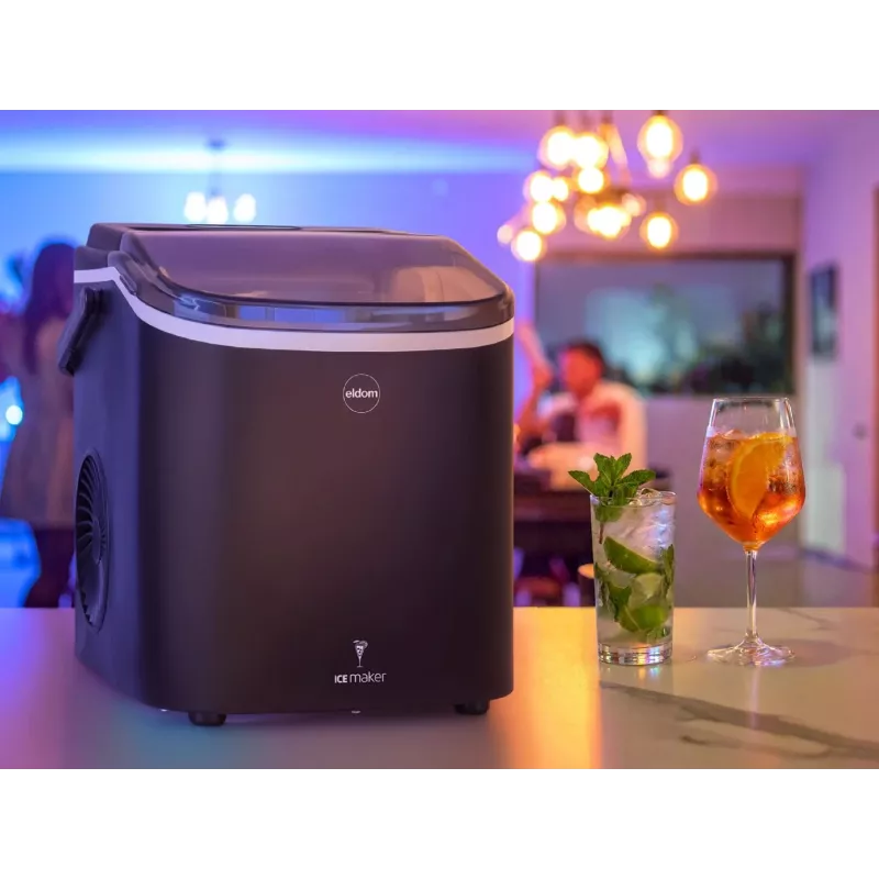 ELDOM KS230 máquina de cubos de gelo - 12 kg/24h, depósito 2,2L, 9 cubos por ciclo, prateado/preto