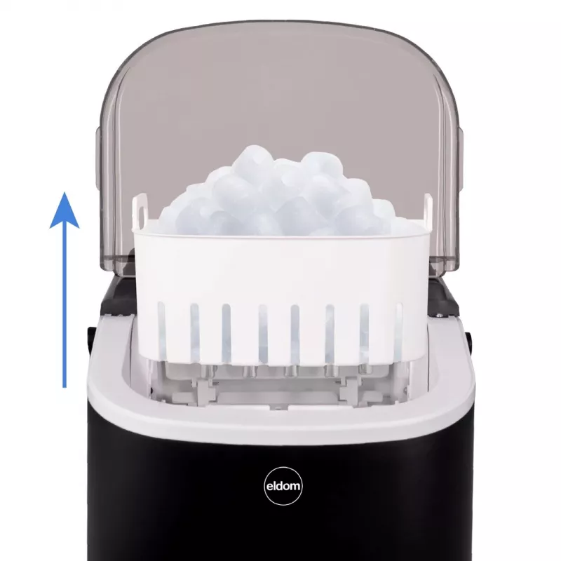 ELDOM KS230 máquina de cubos de gelo - 12 kg/24h, depósito 2,2L, 9 cubos por ciclo, prateado/preto