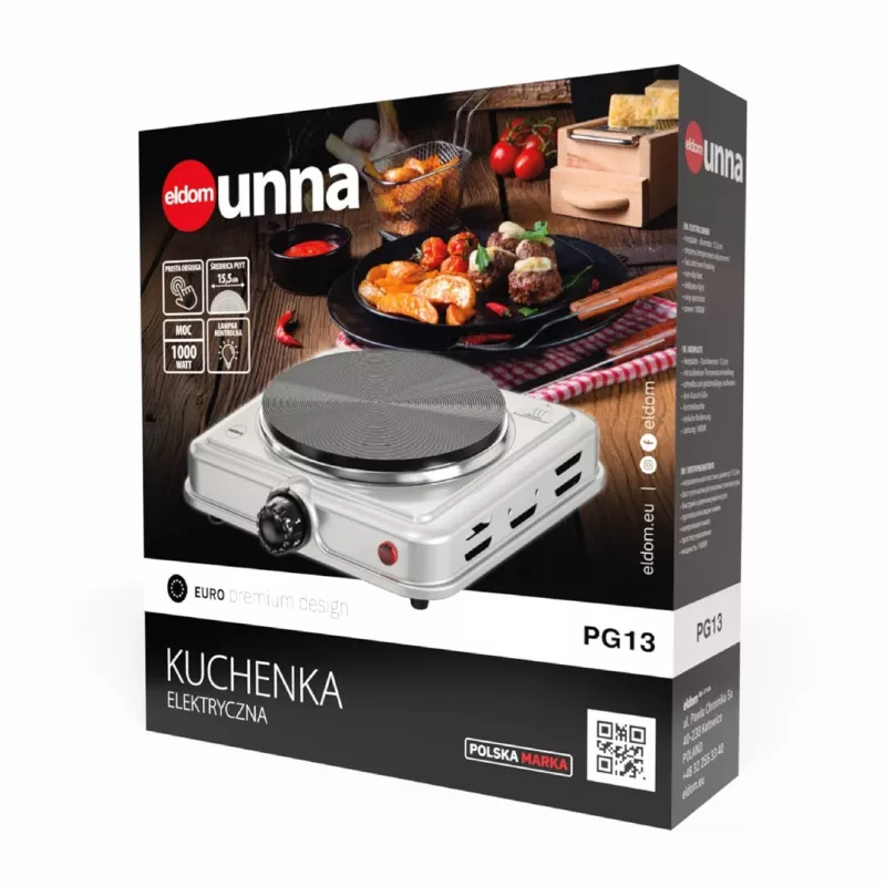 ELDOM PG13 UNNA fogão elétrico 1000W, prateado