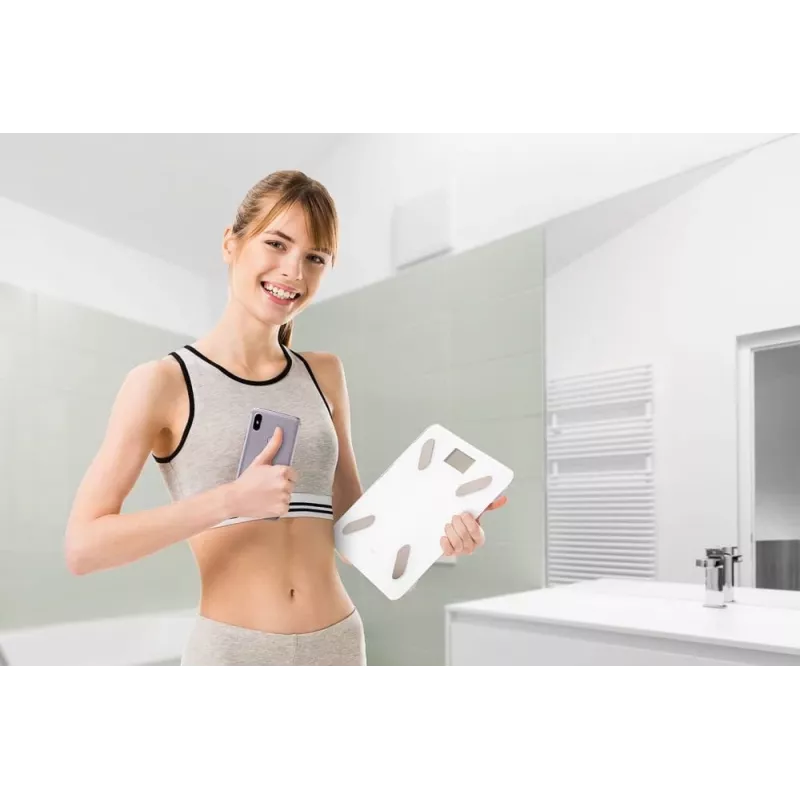 ELDOM Balança de pessoas inteligente TWO550B ULLIE com 12 valores corporais, Bluetooth e app