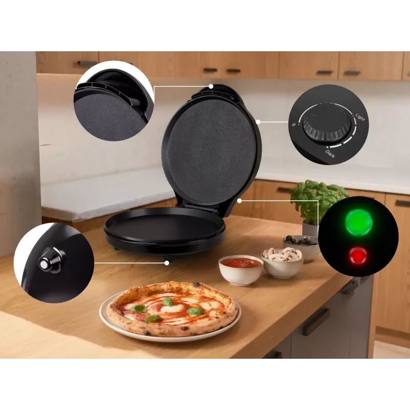 ELDOM ST1000 Pizzo Máquina de pizza, 1450 W, placa de 32 cm, preto