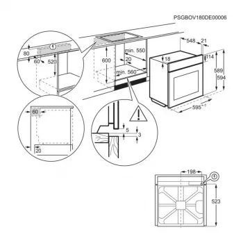 Forno elétrico de encastrar Electrolux EOE8P39WX com autolimpeza por pirólise, 71L, classe energética A+