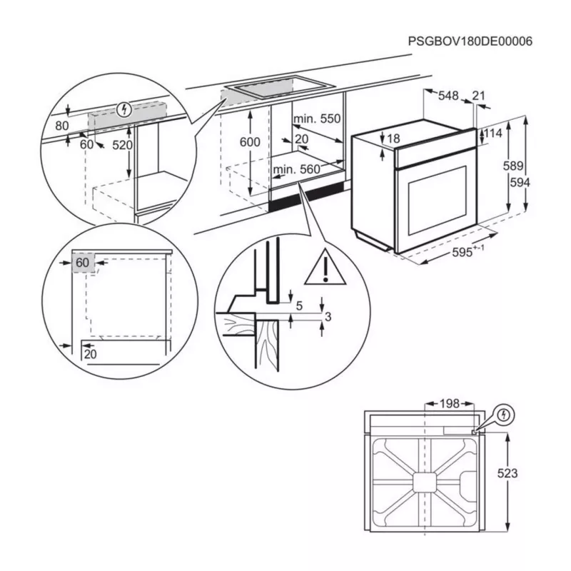 Forno elétrico de encastrar Electrolux EOE8P39WX com autolimpeza por pirólise, 71L, classe energética A+