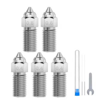 Conjunto de bicos em aço temperado ELEGOO Neptune 4 / 4 Pro (0,4 mm x3, 0,6 mm x1, 0,8 mm x1)