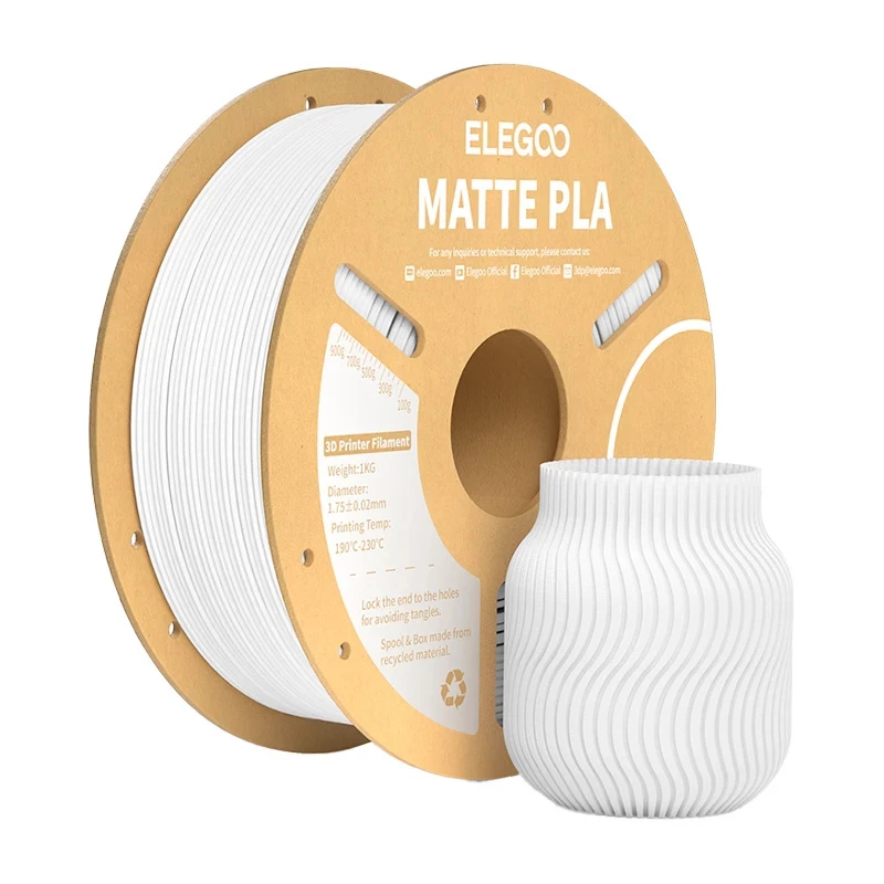 Filamento ELEGOO PLA Matte branco 1,75 mm 1 kg