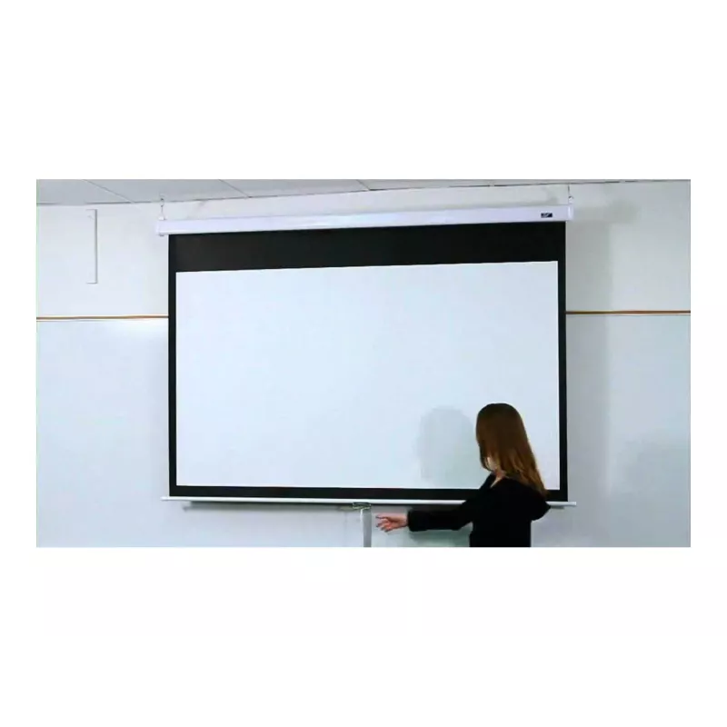 Tela de projeção manual retrátil Elite Screens Manual Series M120XWV2 120 polegadas com material MaxWhite FG, proporção 16:9, caixa branca