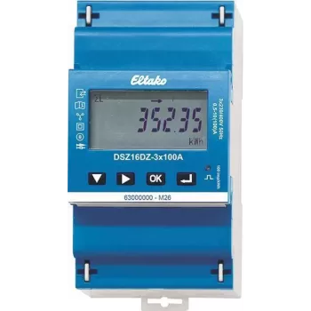 Eltako DSZ16DZ-3x100A MID contador de energia digital trifásico, medição direta, 100A, classe B, saída de impulsos S0, calha DIN 28380316