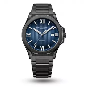 Relógio automático de mergulho de homem EMILE CHOURIET 41mm aço inoxidável mostrador preto