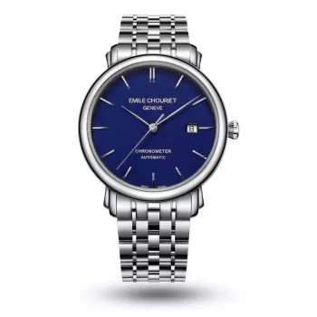 Relógio automático de mergulho de homem EMILE CHOURIET 001168G406698 40mm mostrador preto bracelete de aço inoxidável