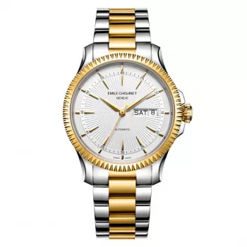 EMILE CHOURIET relógio automático homem 091155G656280 40mm aço inoxidável mostrador cinzento antracite pele preta