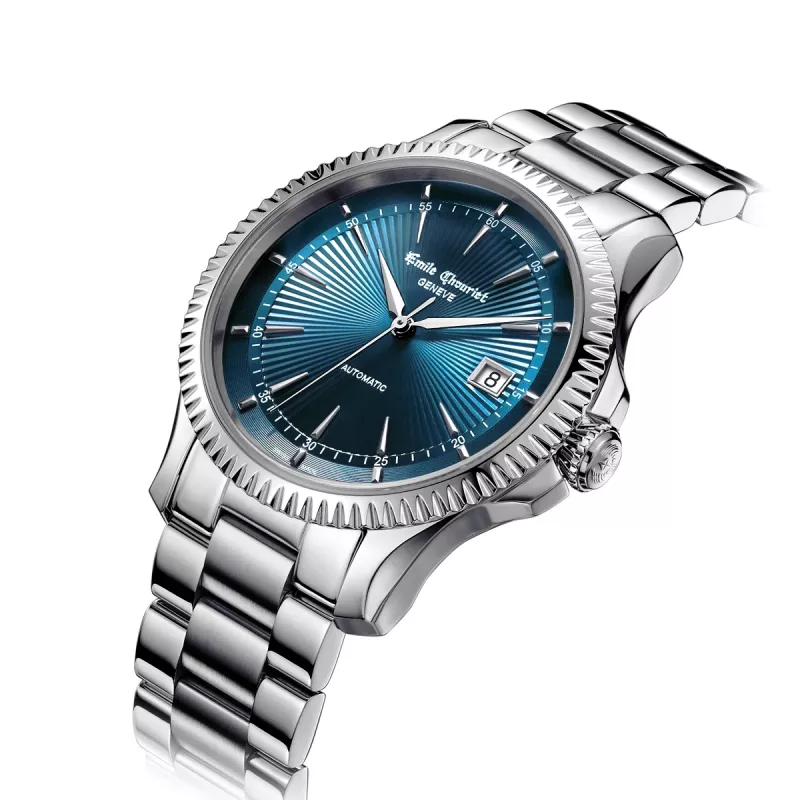 Relógio automático de homem EMILE CHOURIET 40mm aço inoxidável mostrador preto